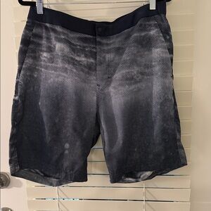 Men's Black and White Patterned Shorts